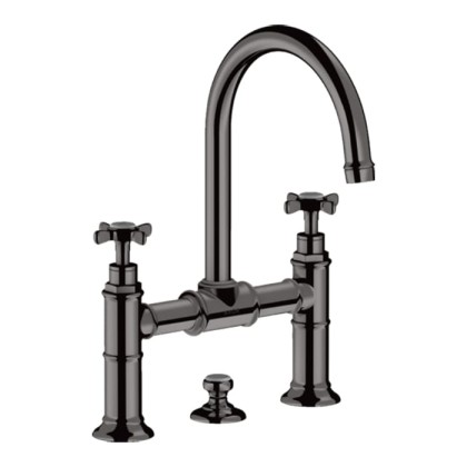 Axor Montreux Смеситель для раковины 220, на 3 отв., с донным клапаном, цвет: полированный черный хром