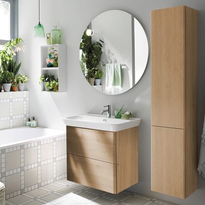 Burgbad Iveo База подвесная с керамическим умывальником с 1 отв под смес. 80х49.2х72.1см.2 выдв ящика, сифон в компл. F2747, цвет: кашемировый дубовый