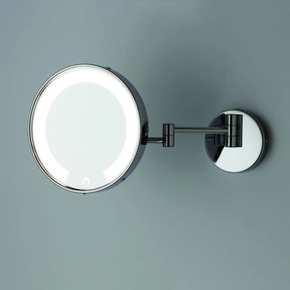 Bertocci Настенное увеличительное зеркало с двойным поворотным кронштейном 3X со светодиодной подсветкой и сенсорным выключателем, цвет: золото