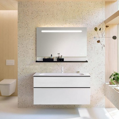 Burgbad Fiumo Комплект подвесной мебели 122х49х61см, с раковиной на 1 отв., ручки черные матовые, цвет: белый матовый