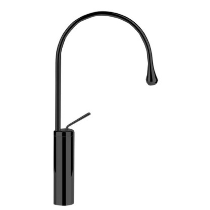 Gessi Goccia Смеситель для раковины на 1 отверстие, высокий, излив 244мм R=125, с фиксированным носиком, цвет: black XL