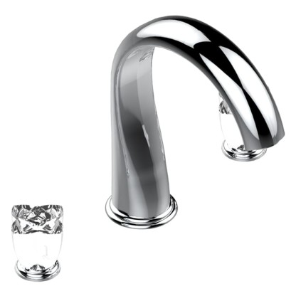 THG Pуtale de cristal clair Смеситель для ванны, 3 отв., цвет: хром/прозрачный хрусталь
