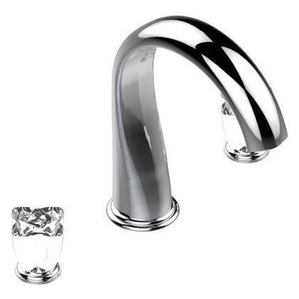 THG Pуtale de cristal clair Смеситель для ванны, 3 отв., цвет: хром/прозрачный хрусталь