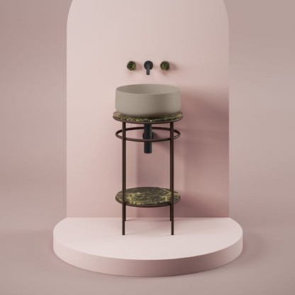 Artceram Vogue Металлическая структура ?44хh72,5см, напольная, с раковиной, с мраморной столешницей и полочкой, цвет: moka/matera