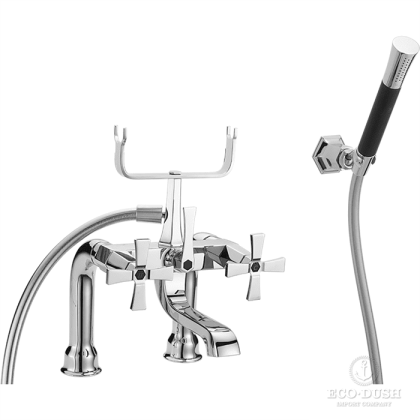 CISAL Cherie Смеситель на борт ванны двухвентильный, с душевым комплектом, цвет: хром/черный