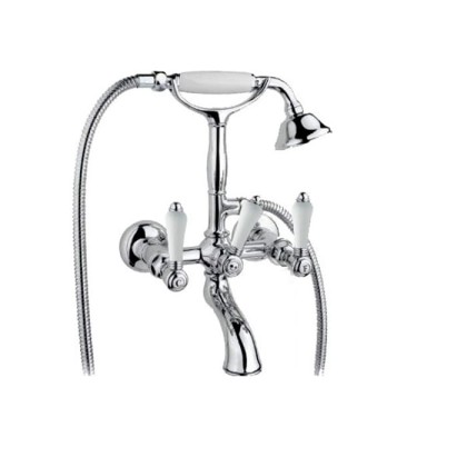 Nicolazzi Petit Mont Blanc Смеситель для ванны с душем duplex настенный на 2 отверстия, излив: 155 мм, цвет: хром