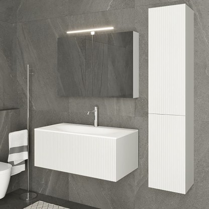 TW Shape комплект подвесной мебели 102х52см, с раковиной, с 1 выдвиж. ящиком с механизмом push-to-open, цвет: белый матовый RAL9003