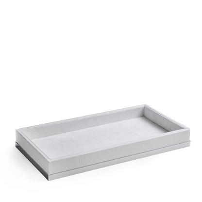 3SC Snowy Лоток универсальный 28х15хh4см, цвет: белая эко-кожа/хром