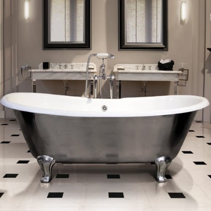 Devon&Devon Admiral Lux Ванна чугунная отдельностоящая 182х81хh72см, цвет: белый / полированный алюминий ножки DECO, цвет: алюминий полированный