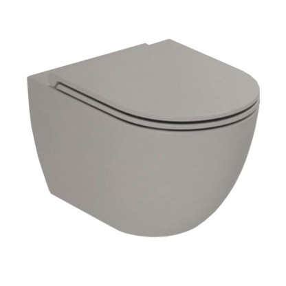 Azzurra Comoda Унитаз подвесной безободковый 51,5x36 см, c креплением, Easy Clean, 3L Water Saving, цвет: Cenere