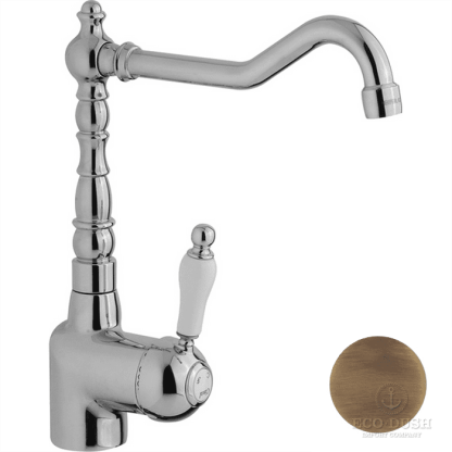 CISAL Смеситель однорычажный на 1 отверстие для кухни,с поворотным изливом 215 мм, цвет: бронза