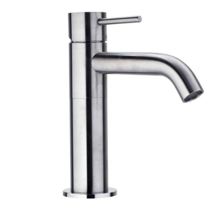 Bossini Inox Однорычажный Смеситель для раковины на 1 отв., из нержавеющей стали без донного клапана, цвет: глянцевая сталь