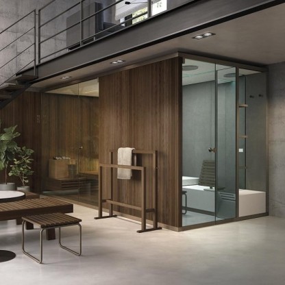 Effegibi BodyLove SH Side Сауна&Хаммам 365x202x220см, пристенная, цвет: термообработанная древесина/гладкое стекло