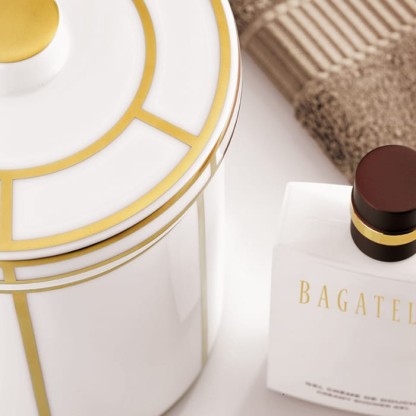 THG ITHAQUE DECOR OR Керамическая банка с крышкой, декор золото, цвет: белый