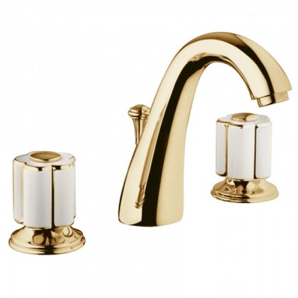 Смеситель для раковины Bongio Fleur Blanc, цвет: золото/белый фарфор