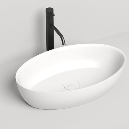 Salini Alda Раковина накладная  58х35х15cм, без отв., без перелива, S-Sense, цвет: белый глянцевый