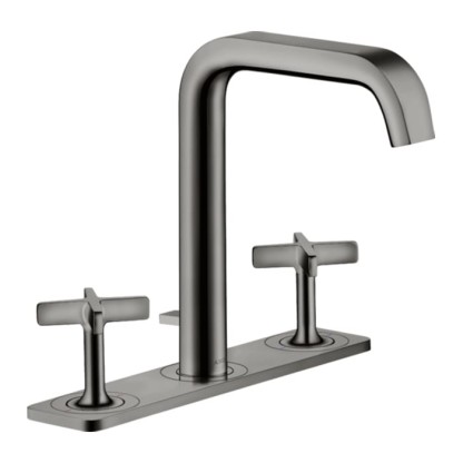 Axor Citterio E Смеситель для раковины, на 3 отв., с панелью и донным клапаном, цвет: полированный черный хром