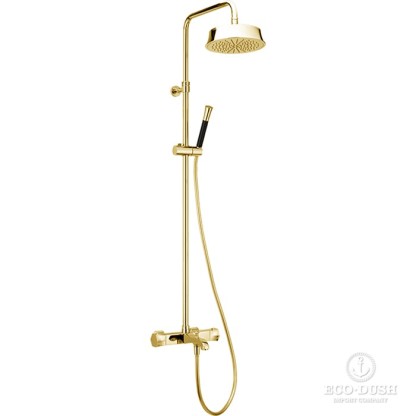 CISAL Cherie Настенная душевая система:термостатический смеситель для ванны/душа,верхний душ,ручной душ с держателем и шлангом, цвет: золото