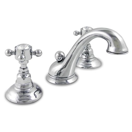 Nicolazzi Half Dome Crystal Смеситель для раковины на 3 отверстия, с донным клапаном, излив: 130 мм, цвет: хром