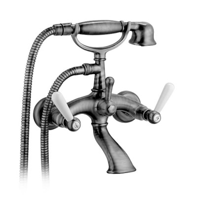 Bongio Oxford Lux Смеситель для ванны, 2 отв., цвет: хром/белый фарфор