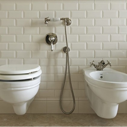 Devon&Devon Гигиенический душ с держателем, шлангом и выпуском из стены, с ручкой белой, цвет: бронза