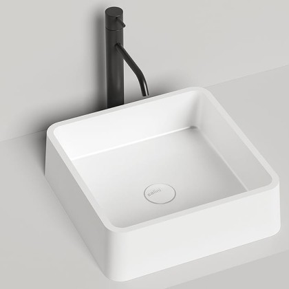 Salini Gloria Раковина накладная 41.5х41.5х12.5cм, без отв., без перелива, S-Stone, цвет: белый матовый