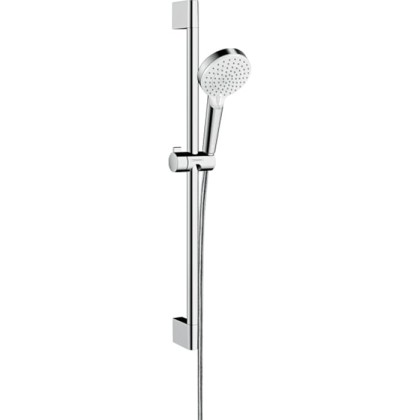 Hansgrohe Crometta Vario Unica Душевой набор: штанга 650mm, ручной душ, 2jet (Rain, IntenseRain), EcoSmart, шланг, цвет: белый/хром