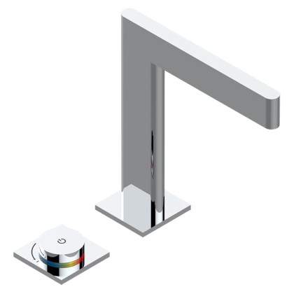 THG ICON-X CARBONE GOLD A MANETTES Смеситель для раковины, 2 отв., электронный, с донным клапаном, цвет: хром