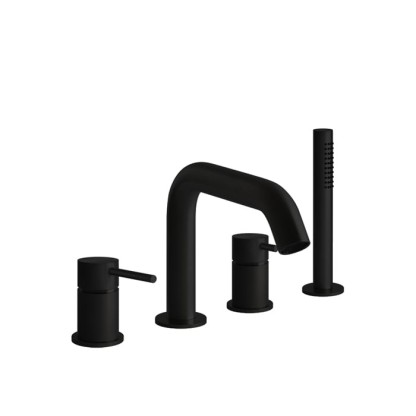 GESSI 316 Смеситель на борт ванны на 4 отв. с изливом и ручным душем, цвет: Black XL