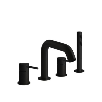 GESSI 316 Смеситель на борт ванны на 4 отв. с изливом и ручным душем, цвет: Black XL