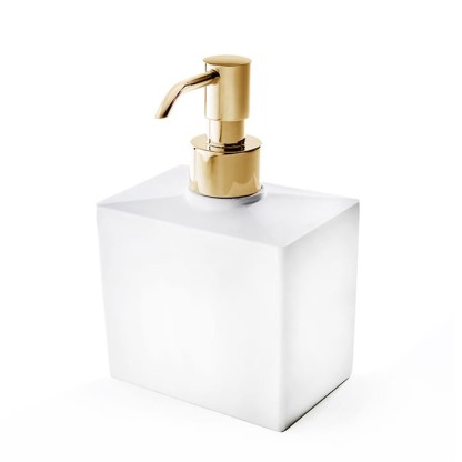 3SC Mood White Дозатор настольный, композит Solid Surface, цвет: белый матовый/золото 24к.