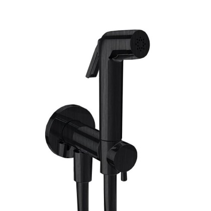 Almar Гигиенический душ со шлангом 120см., вывод с держателем и прогрессивный картридж, цвет: черный металл браш PVD