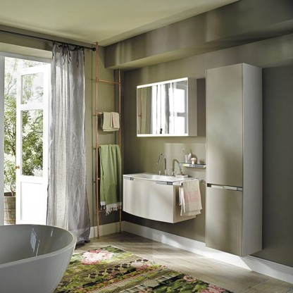 Burgbad Yso Комплект подвесной мебели 89.5x49x45 см, цвет песочный глянцевый с полотенцедержателем слева. цвет: хром.