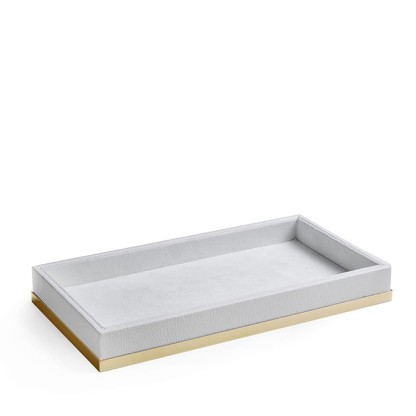 3SC Snowy Лоток универсальный 28х15хh4см, цвет: белая эко-кожа/золото 24к. Lucido