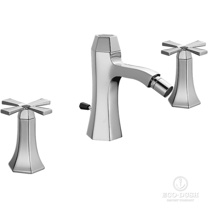 CISAL Cherie Смеситель для биде на 3 отв. с донным клапаном, цвет: хром/черный матовый