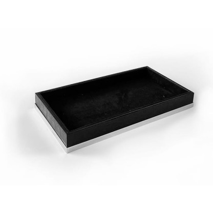 3SC Cocco Лоток универсальный, 28х15см, отделка: черная кожа, цвет: хром