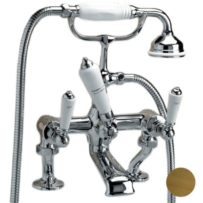 Devon&Devon Dandy Смеситель для ванны, монтаж на бортик ванны, с лейкой и шлангом, цвет:бронза