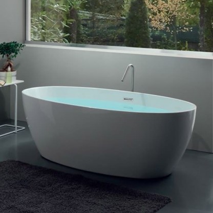 Kerasan Flo Ванна отдельностоящая, акриловая  170х82х58см в комплекте со сливом Click-clack, цвет: белый