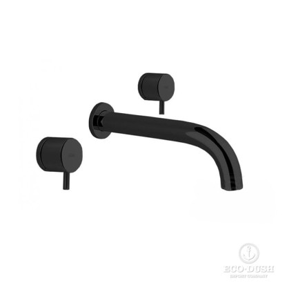 Cisal Less New Смеситель для раковины на 3 отверстия из стены,излив 213 мм,внешняя часть, цвет: черный матовый