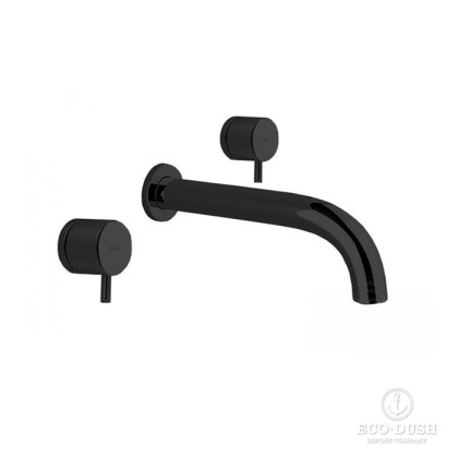 Cisal Less New Смеситель для раковины на 3 отверстия из стены,излив 213 мм,внешняя часть, цвет: черный матовый