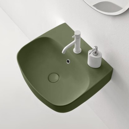 Kerasan Nolita Раковина 50х45 см, 1 отв., подвесная/накладная, цвет: Verde muschio