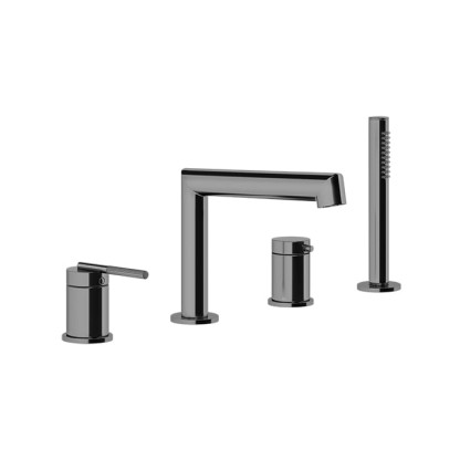 Gessi Ingranaggio Смеситель на борт ванны, на 4 отв., с ручным душем, цвет: Black Metal Brushed PVD
