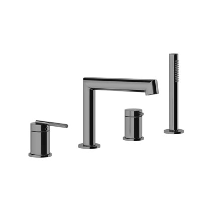 Gessi Ingranaggio Смеситель на борт ванны, на 4 отв., с ручным душем, цвет: Black Metal Brushed PVD