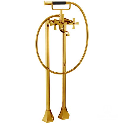 CISAL Cherie Напольный смеситель для ванны двухрычажный, с душевым комплектом, цвет: золото/черный