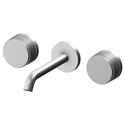 Gattoni MD Смеситель для раковины на 3 отверстия, настенный монтаж, ручки ALZO, в комплекте со скрытой частью, цвет: хром