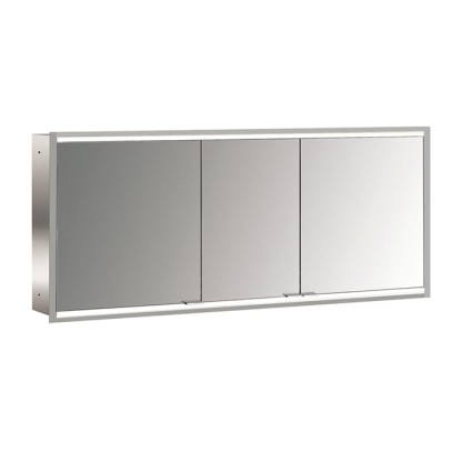 EMCO Prime2 Зеркальный шкаф 160x70см., с подсветкой, встраиваемый, 3 двери, 4 полки, розетка, цвет: белый