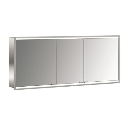 EMCO Prime2 Зеркальный шкаф 160x70см., с подсветкой, встраиваемый, 3 двери, 4 полки, розетка, цвет: белый