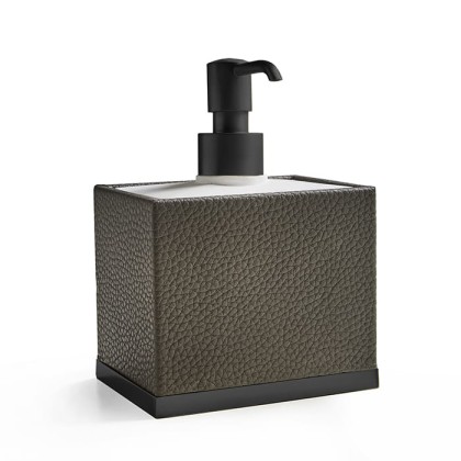 3SC Milano Дозатор для жидкого мыла, настольный, цвет: коричневая эко-кожа/черный матовый