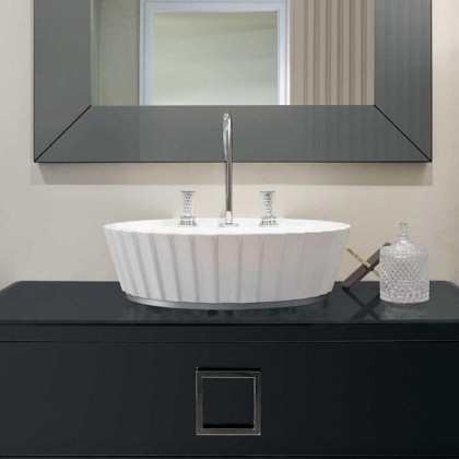 Oasis Pliss? Раковина 66x46x16 см, 3 отв., накладная, цвет: хром/белый