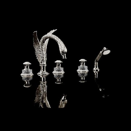 Devon&Devon Excelsior Swan Смеситель для ванны на пять отверстий, цвет: блестящий никель